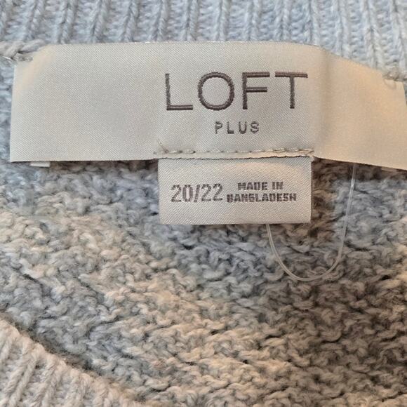 ANN TAYLOR Loft Light Grey Waffle Weave Cotton wool Blend Tunic Length Sweater - Picture 7 of 7